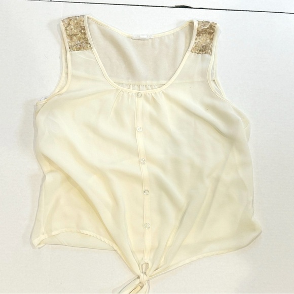 Mine brand chiffon tie waist sleeveless sequin top ❤️ - Picture 3 of 7